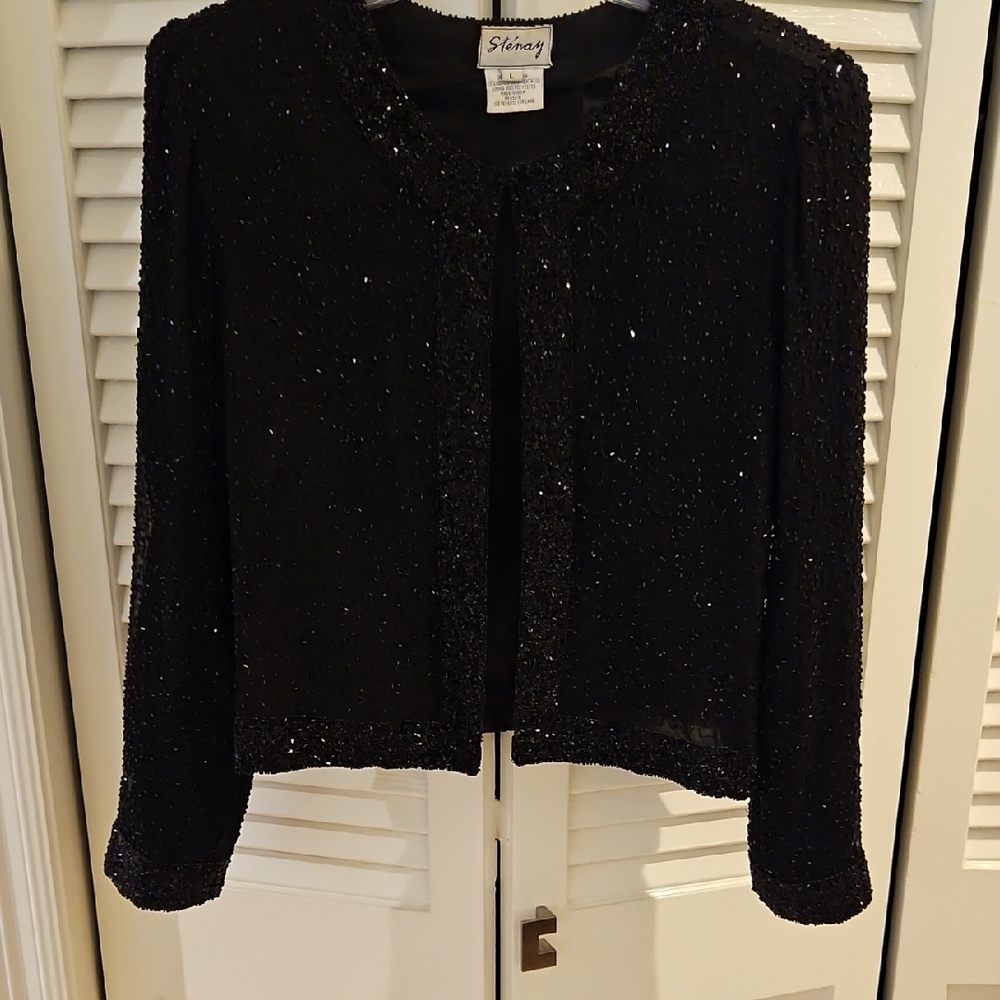Vintage Stenay Black Silk Beaded Jacket